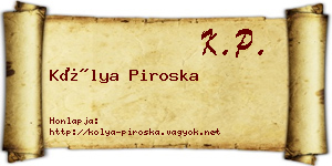 Kólya Piroska névjegykártya